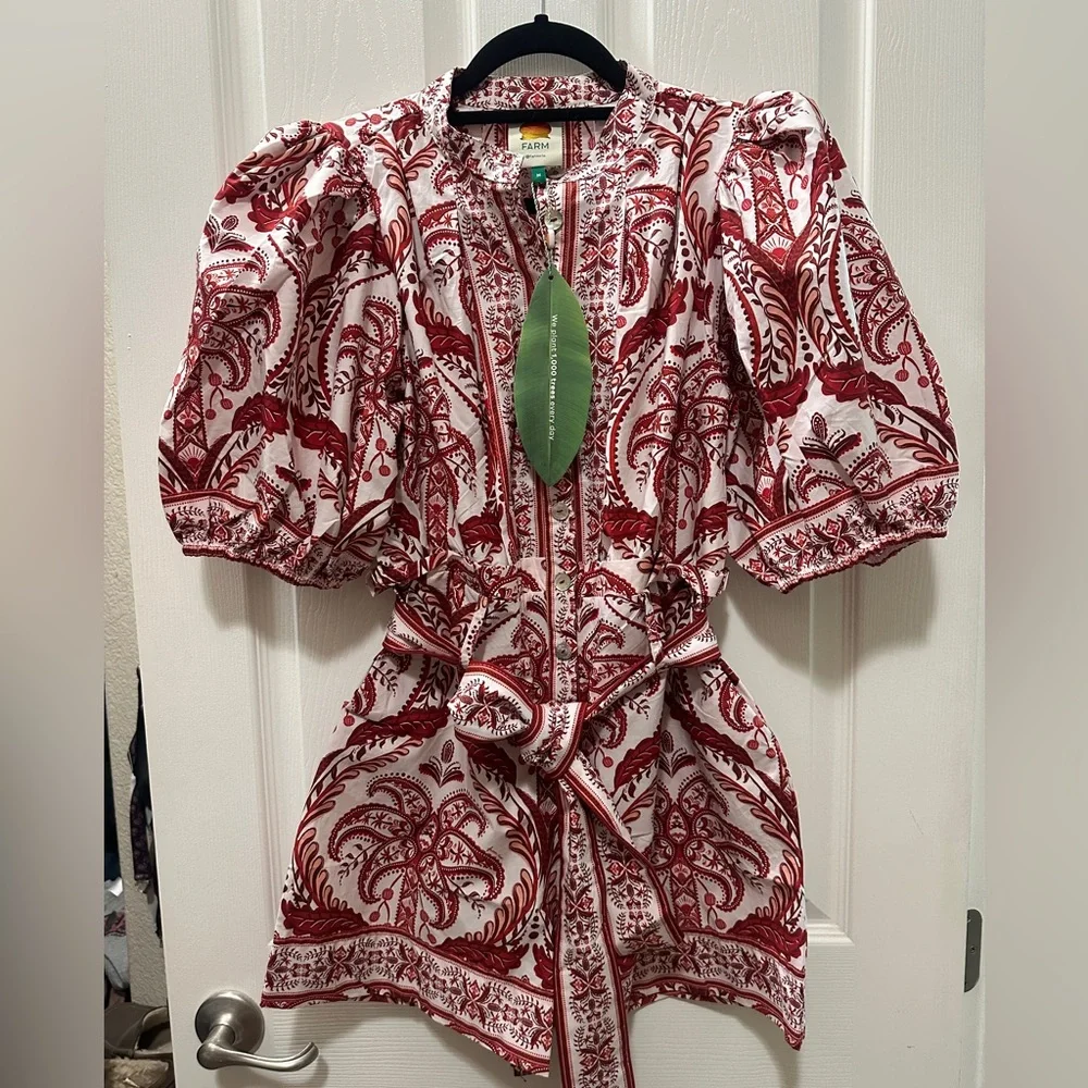 FARM Rio Off-White Tropical Cameo Cotton Romper Size M TROPICAL CAMEO- NWT! - Picture 3 of 6